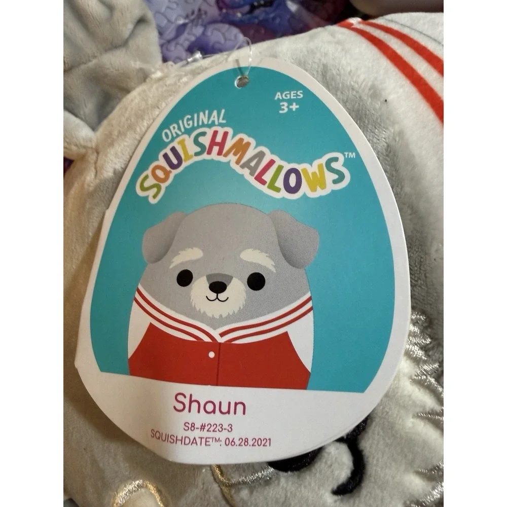 Squishmallow Shaun‎ the Schnauzer Red Varsity Jacket 8'' Plush
